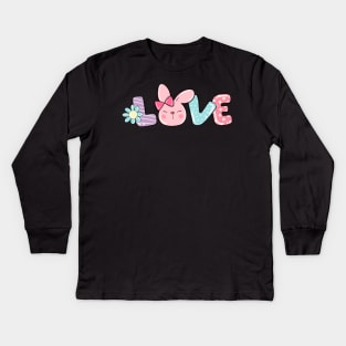 Bunny Love Spring Kids Long Sleeve T-Shirt